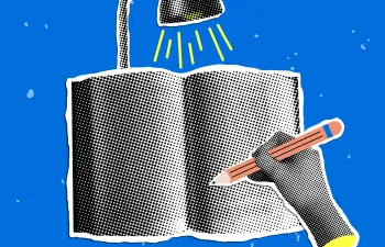 Mano escribiendo collage