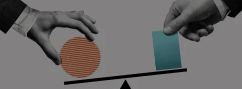 Banner collage manos usando un balancín