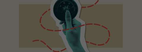 Collage mano brújula banner