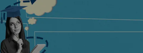 Mujer pensando collage banner