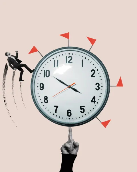 Hombre corriendo por reloj collage
