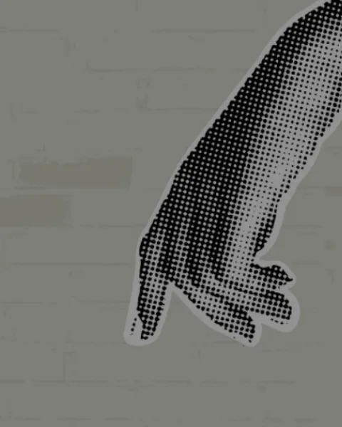 Manos tocándose engranajes banner
